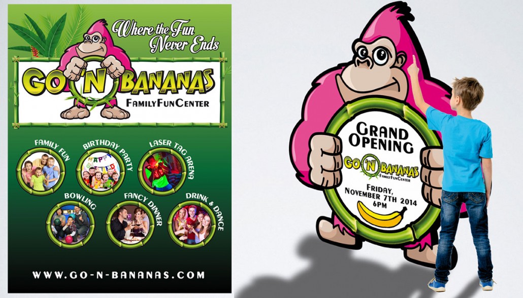 Go 'n Bananas family entertainment center branding marketing materials
