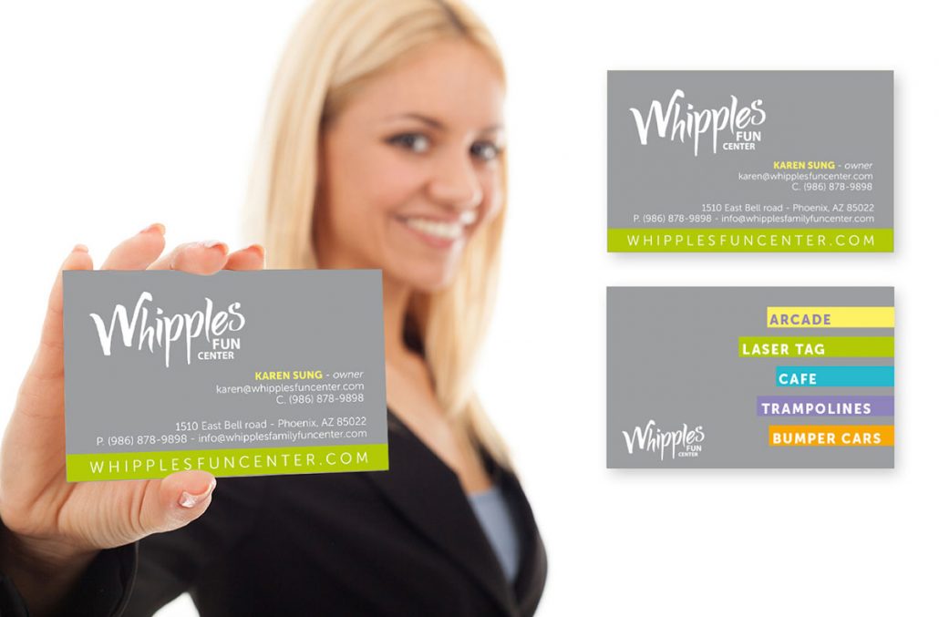 whipples family entertainment center branding marketing materials design business card